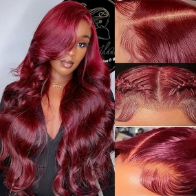 ULRICA Burgundy Lace Front Wigs Human Hair Wigs for Women Body Wave Burgundy Wig Human Hair Pre Plucked 13x4 HD Lace 99J Wine Red Lace Front Wig 26 Inch 180% Density