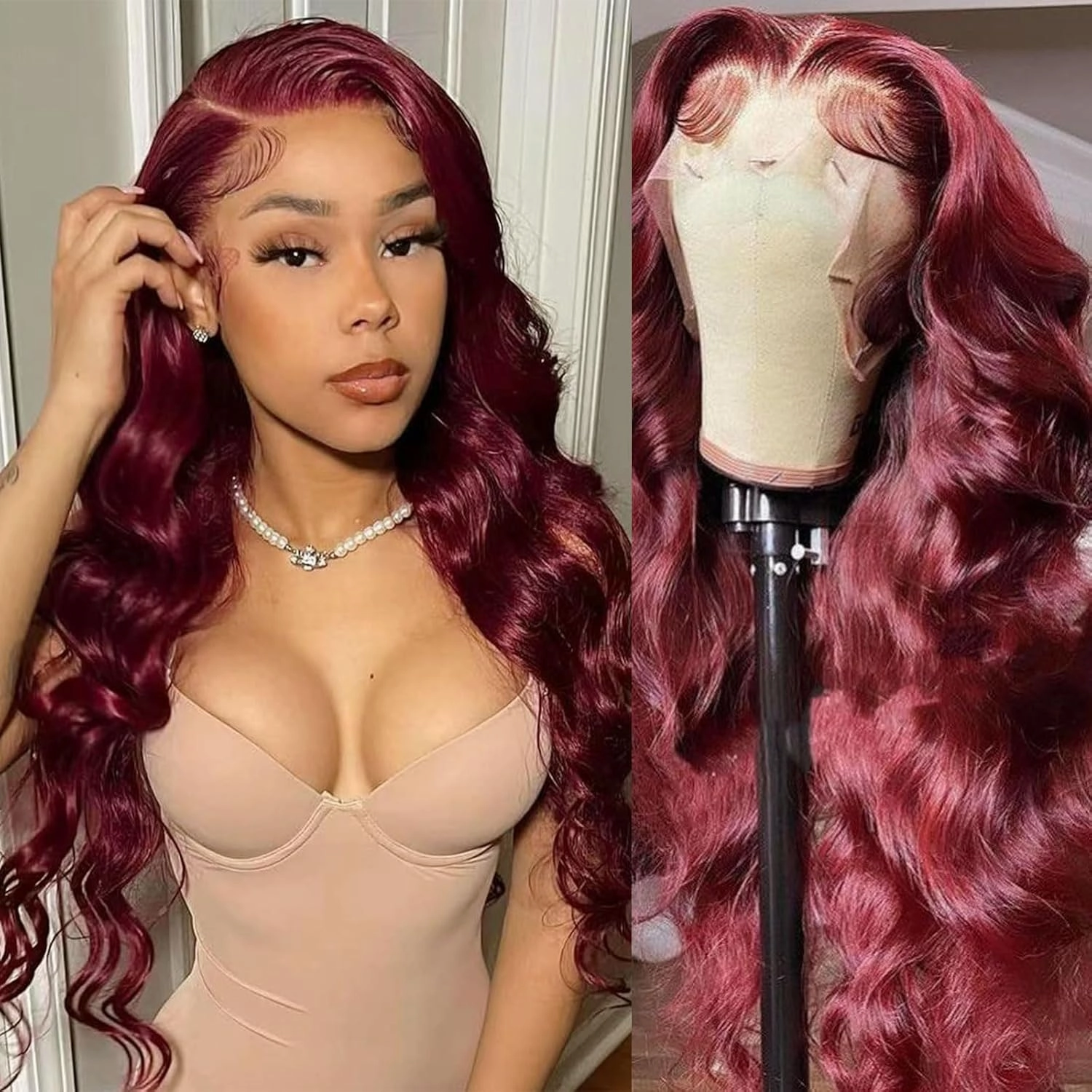 ULRICA Burgundy Lace Front Wigs Human Hair Wigs for Women Body Wave Burgundy Wig Human Hair Pre Plucked 13x4 HD Lace 99J Wine Red Lace Front Wig 26 Inch 180% Density