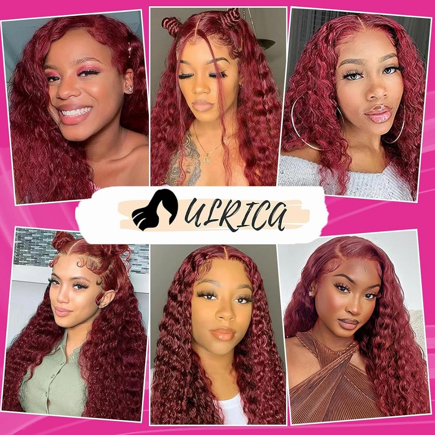 ULRICA Burgundy Wig Human Hair 26 Inch Water Wave 99J Burgundy Lace Front Wigs Human Hair Wigs for Women 13x4 HD Lace Front Wigs Human Hair Pre Plucked Wine Red Wigs Burgundy Wig