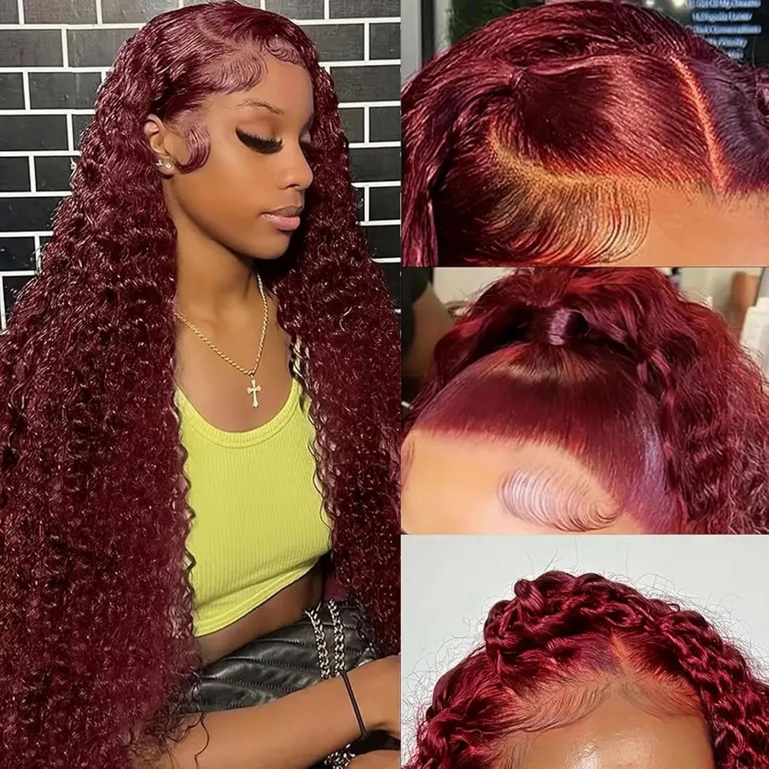 ULRICA Burgundy Wig Human Hair 26 Inch Water Wave 99J Burgundy Lace Front Wigs Human Hair Wigs for Women 13x4 HD Lace Front Wigs Human Hair Pre Plucked Wine Red Wigs Burgundy Wig