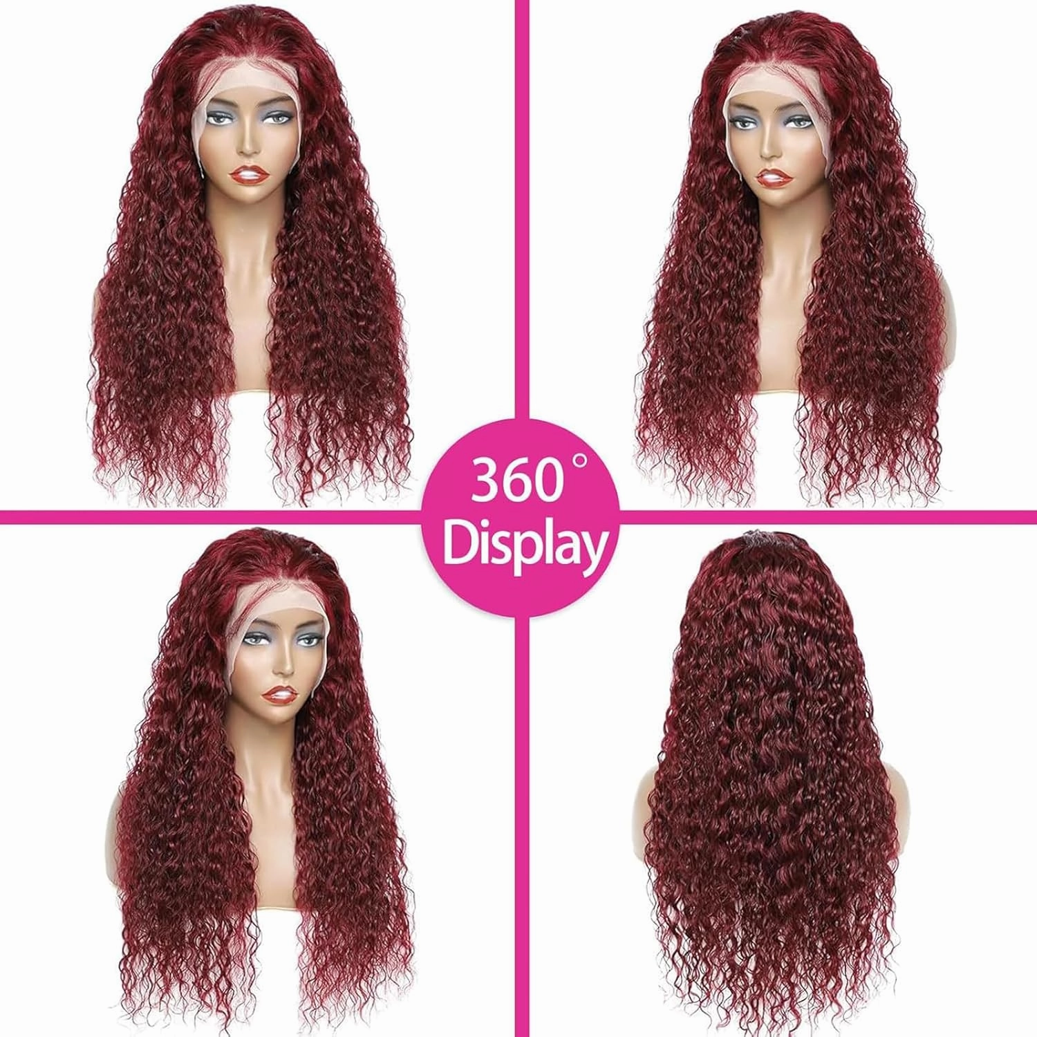 ULRICA Burgundy Wig Human Hair 26 Inch Water Wave 99J Burgundy Lace Front Wigs Human Hair Wigs for Women 13x4 HD Lace Front Wigs Human Hair Pre Plucked Wine Red Wigs Burgundy Wig