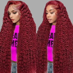 ULRICA Burgundy Wig Human Hair 26 Inch Water Wave 99J Burgundy Lace Front Wigs Human Hair Wigs for Women 13x6 HD Lace Front Wigs Human Hair Pre Plucked Wine Red Wigs Burgundy Wig