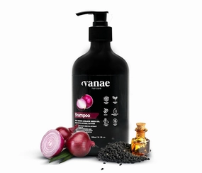Vanae Red Onion & Black Seed Oil Shampoo for Hair Growth, Natural Healthy Hair, and Hair Loss Prevention - Biotin-Enriched, Suitable for All Hair Types - Sulfate & Paraben Free - 500ml