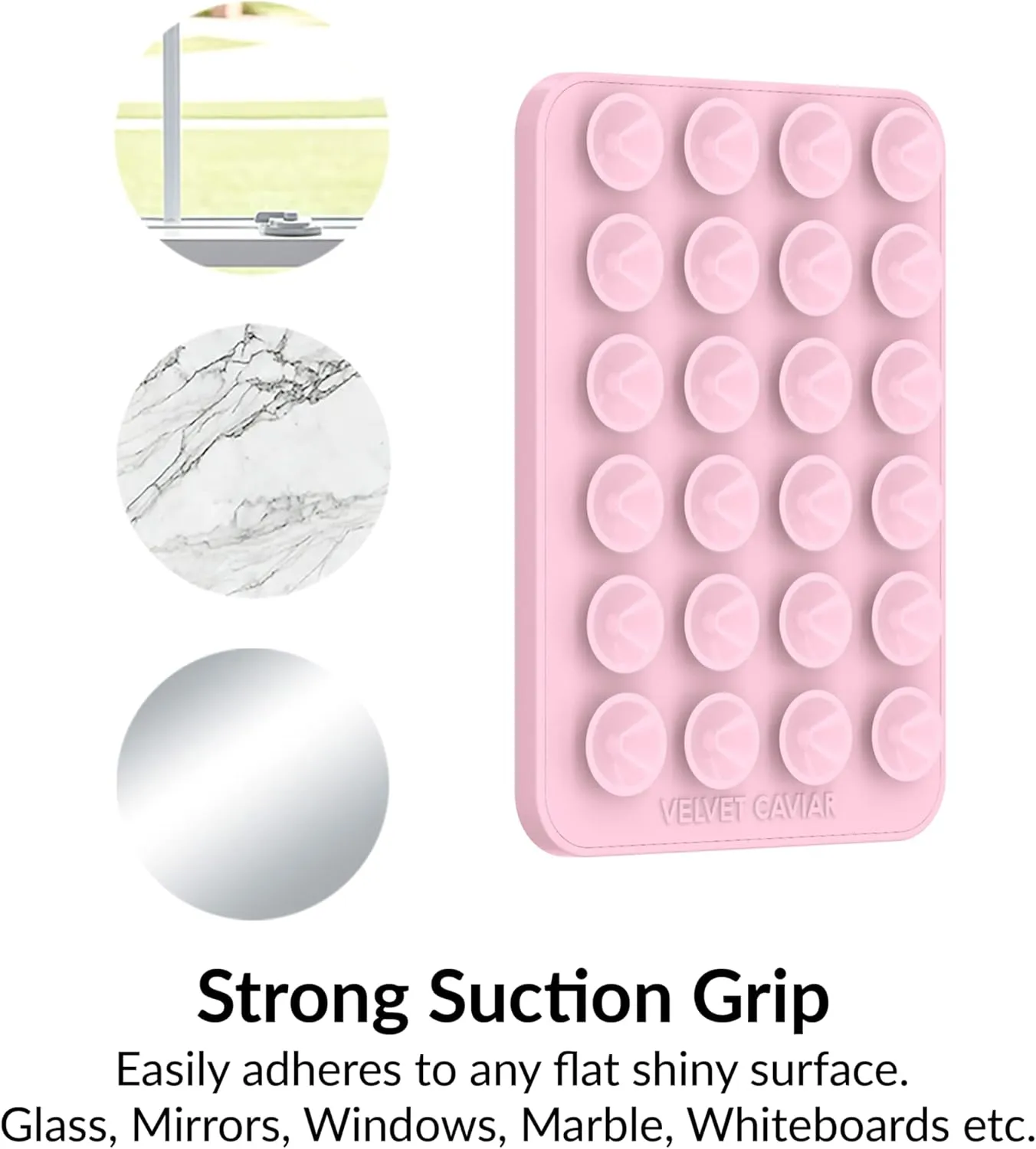 Velvet Caviar Suction Cup Phone Case Mount Compatible with MagSafe Devices Only - Magnetic Silicone Sticky Phone Grip Holder for iPhone Back of Phone - Mirror Gripper (Strawberry Milk Pink)