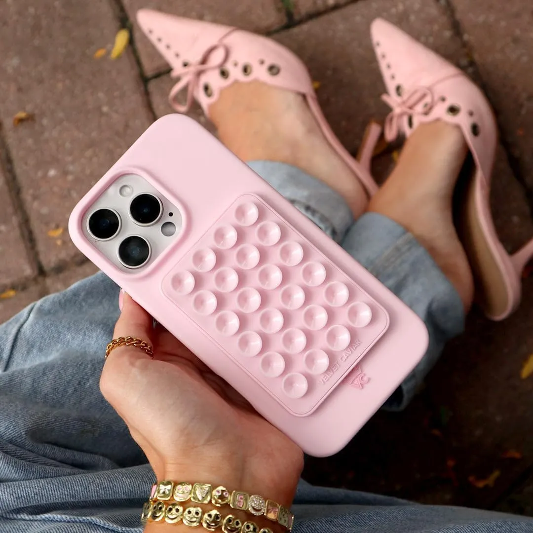 Velvet Caviar Suction Cup Phone Case Mount Compatible with MagSafe Devices Only - Magnetic Silicone Sticky Phone Grip Holder for iPhone Back of Phone - Mirror Gripper (Strawberry Milk Pink)