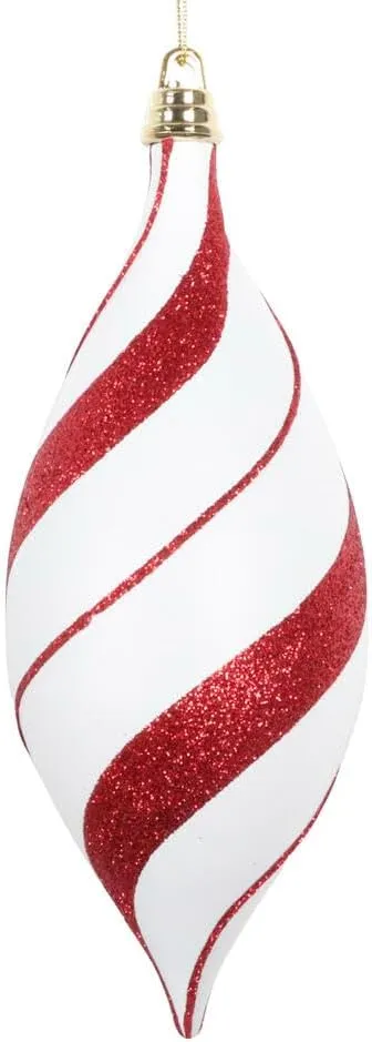 Vickerman 7" White and Red Glitter Shuttle Ornament. Includes 3 Pieces per Bag.