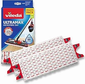 Vileda Flat Mop Refill, Microfibre, White/Red, 1 Count (Pack of 1)