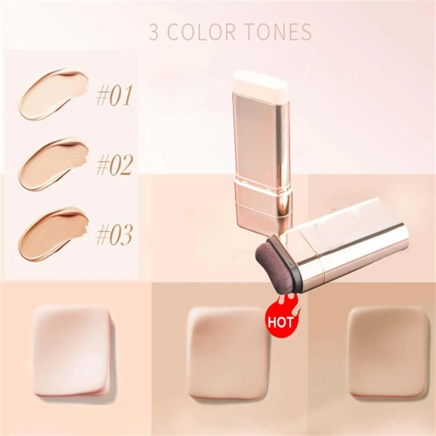 Vivian Beauty Foundation Stick, Multi-use Foundation Stick Makeup with Brush, Oil Control Concealer Long-Lasting and Refreshing, Hydrating FoundationStick Makeup for All Skin Types (Lighting, 1pcs)