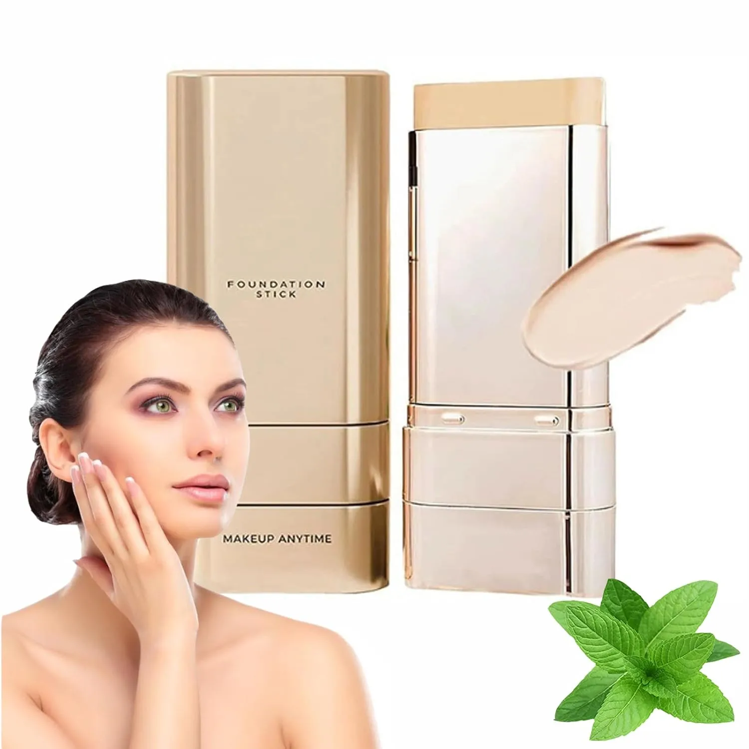 Vivian Beauty Foundation Stick, Multi-use Foundation Stick Makeup with Brush, Oil Control Concealer Long-Lasting and Refreshing, Hydrating FoundationStick Makeup for All Skin Types (Lighting, 1pcs)
