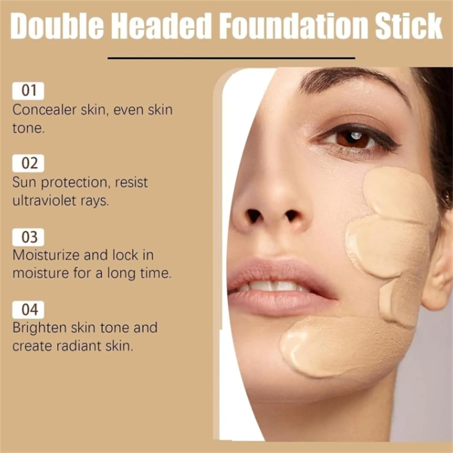 Vivian Beauty Foundation Stick, Multi-use Foundation Stick Makeup with Brush, Oil Control Concealer Long-Lasting and Refreshing, Hydrating FoundationStick Makeup for All Skin Types (Lighting, 1pcs)