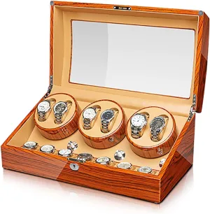 Watch Winders - Ebonized Wood Watches Winding Case Silent Motor Watch Shaker Automatic Mechanical Watches Winder Watches Storage Box with Access Control ()