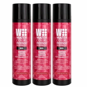 Watercolors by Tressa INTENSE RED 3-in-1 Color Depositing Shampoo, Semi Permanent Hair Color, Hair Dye Shampoo for Curly, Dry, and Normal Hair, 8 fl oz - RED (3 Count)