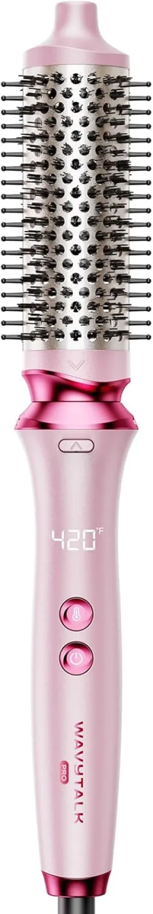 Wavytalk Thermal Brush, Wavytalk Heatwave Pro 1.5" Ionic Thermal Brush with Bilateral Ionic Outlet for Less Damage, One-Step Shiny Blowout Look, Pink
