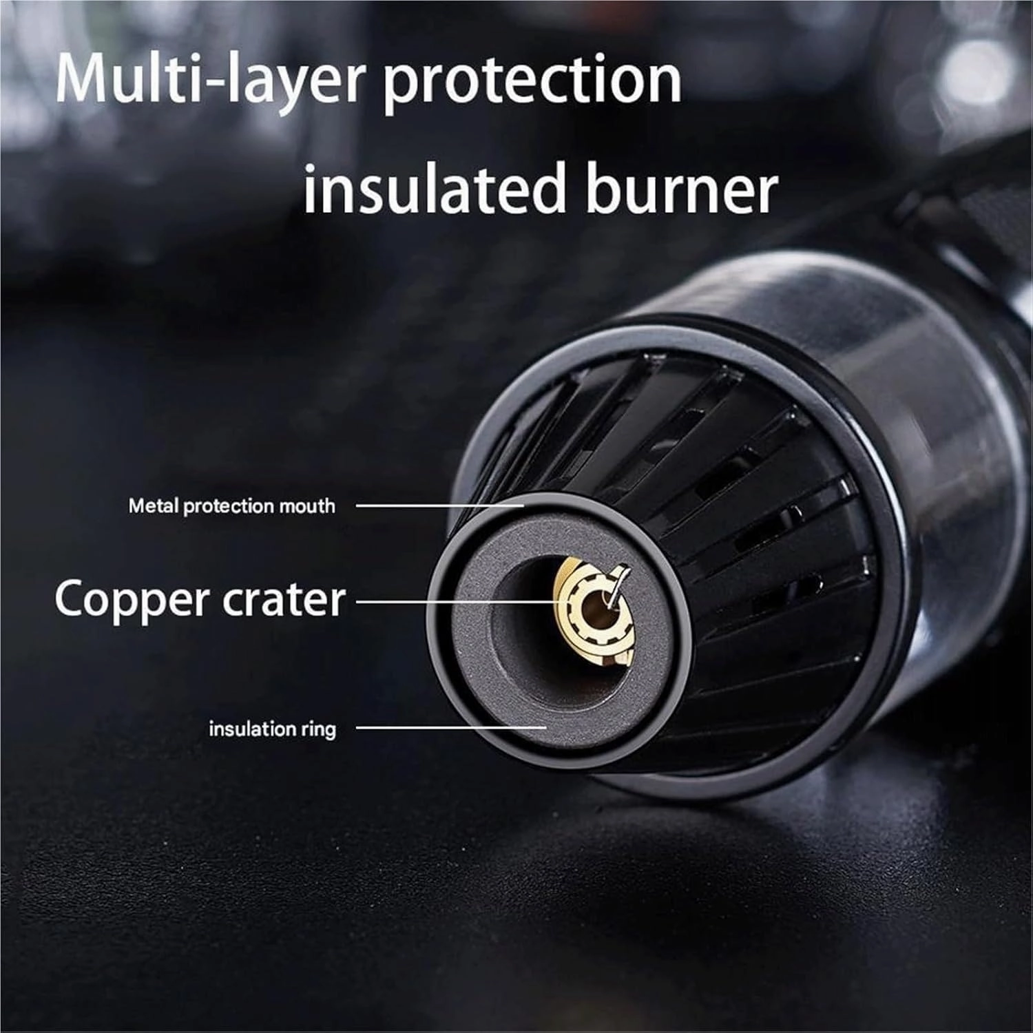 Windproof Torch Metal Lighters, Adjustable Flame with Safety Lock, Refillable Butane Portable Gas Lighter for Outdoor Camping Indoor Gift (No Fuel Included) (Black)(Black)