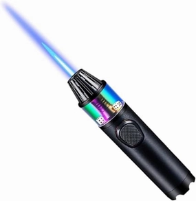 Windproof Torch Metal Lighters, Adjustable Flame with Safety Lock, Refillable Butane Portable Gas Lighter for Outdoor Camping Indoor Gift (No Fuel Included) (Black)(Black)