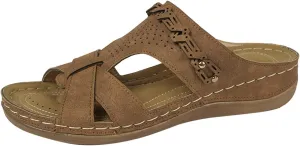 Women Arch Support Slides 2025,Indoor Outdoor Slip-On Casual Shoe Orthopedic Slippers Comfortable Ladies Dress Non-Slip Walking Footwear Breathable Beach Vacation Summer Wedge Heel Sandals
