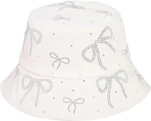 Women Bling Bucket Hat Bowknot Shiny Rhinestone Bucket Sun Hat Packable Summer Outdoor Fishing Caps