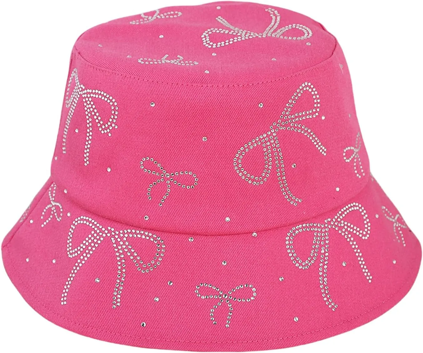 Women Bling Bucket Hat Bowknot Shiny Rhinestone Bucket Sun Hat Packable Summer Outdoor Fishing Caps