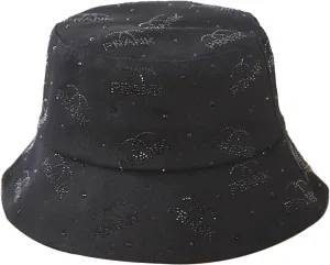 Women Bling Bucket Hat Bowknot Shiny Rhinestone Bucket Sun Hat Packable Summer Outdoor Fishing Caps
