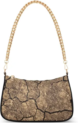 Women Chain Shoulder Purse Bag With Zipper Dry Cracked Soil Ground Print, Sun-dried Soil Hobo Tote Clutch Handbags with Chain Strap