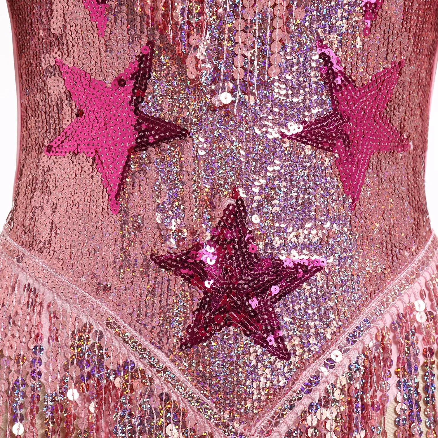 Women Music Festival Rave Fringe Trim Sleeveless Sequins Tassel Bodysuit Country Concert Nightclub Halloween Costume