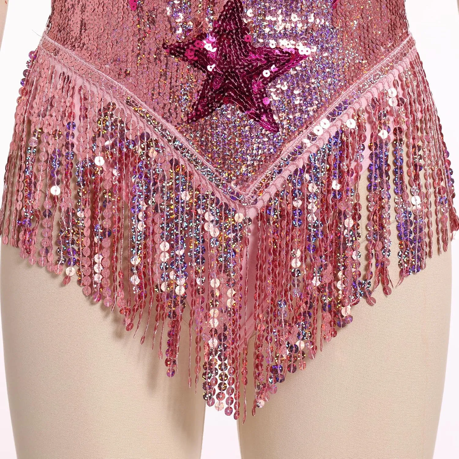 Women Music Festival Rave Fringe Trim Sleeveless Sequins Tassel Bodysuit Country Concert Nightclub Halloween Costume