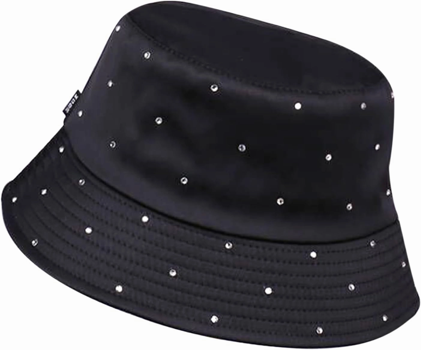 Women Bling Bucket Hat Silky Satin Shiny Rhinestone Bucket Sun Hat Packable Summer Outdoor Fishing Caps for Travel Beach