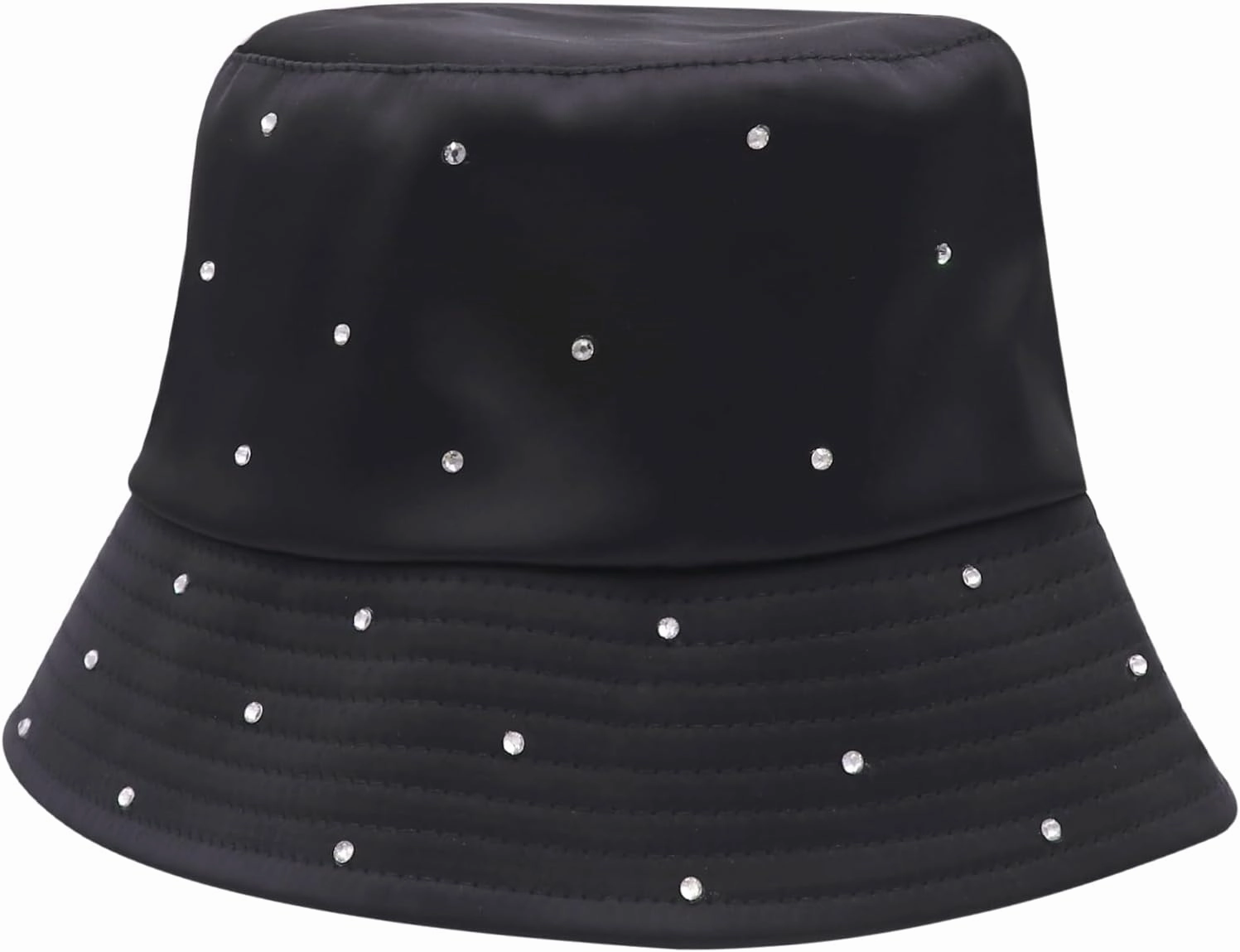 Women Bling Bucket Hat Silky Satin Shiny Rhinestone Bucket Sun Hat Packable Summer Outdoor Fishing Caps for Travel Beach