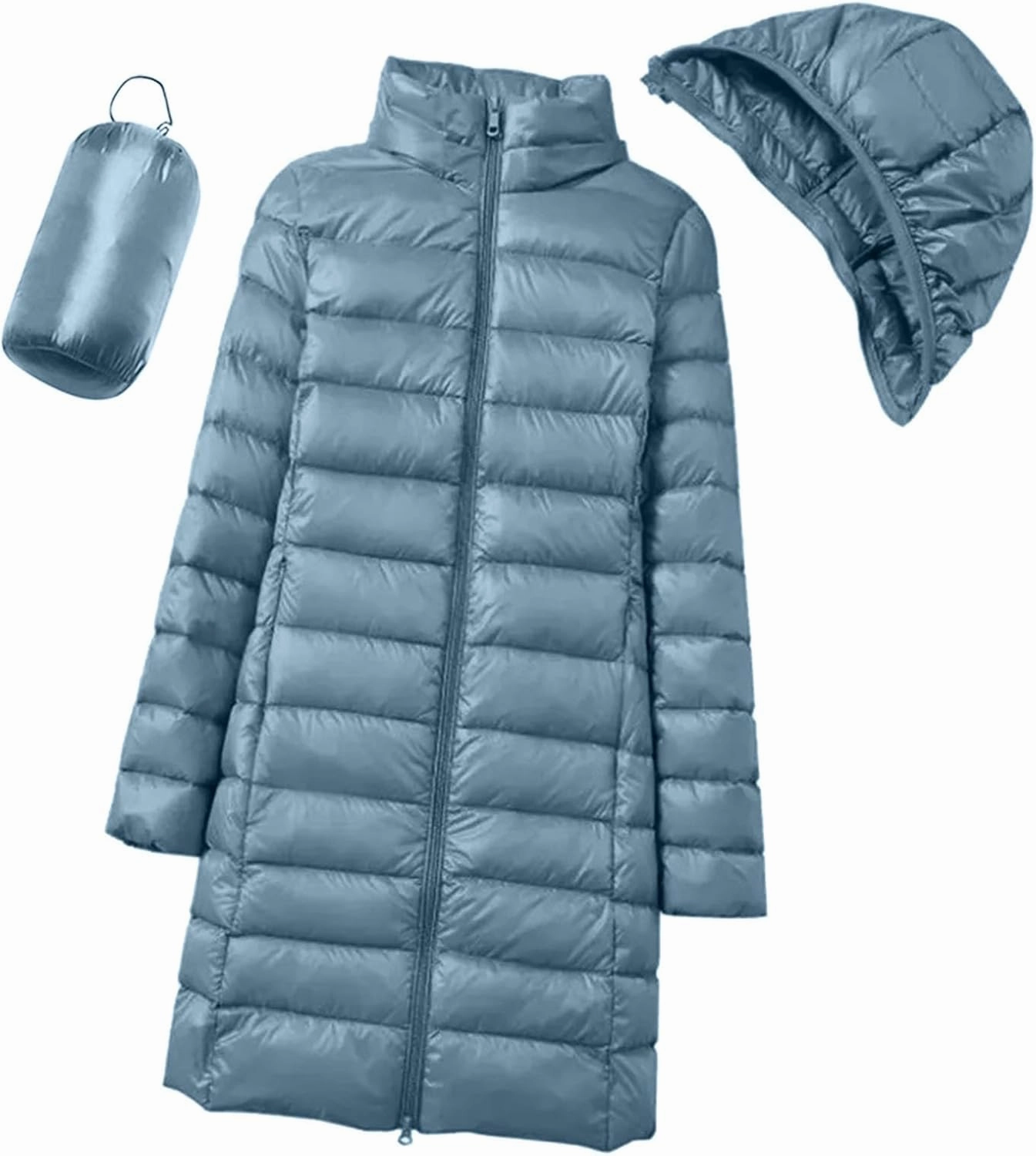 Women Packable Lightweight Full-Zip Puffer Jacket with Hood Quilted Winter Down Coat Ski Jacket Coat Puffer Jacket Womens