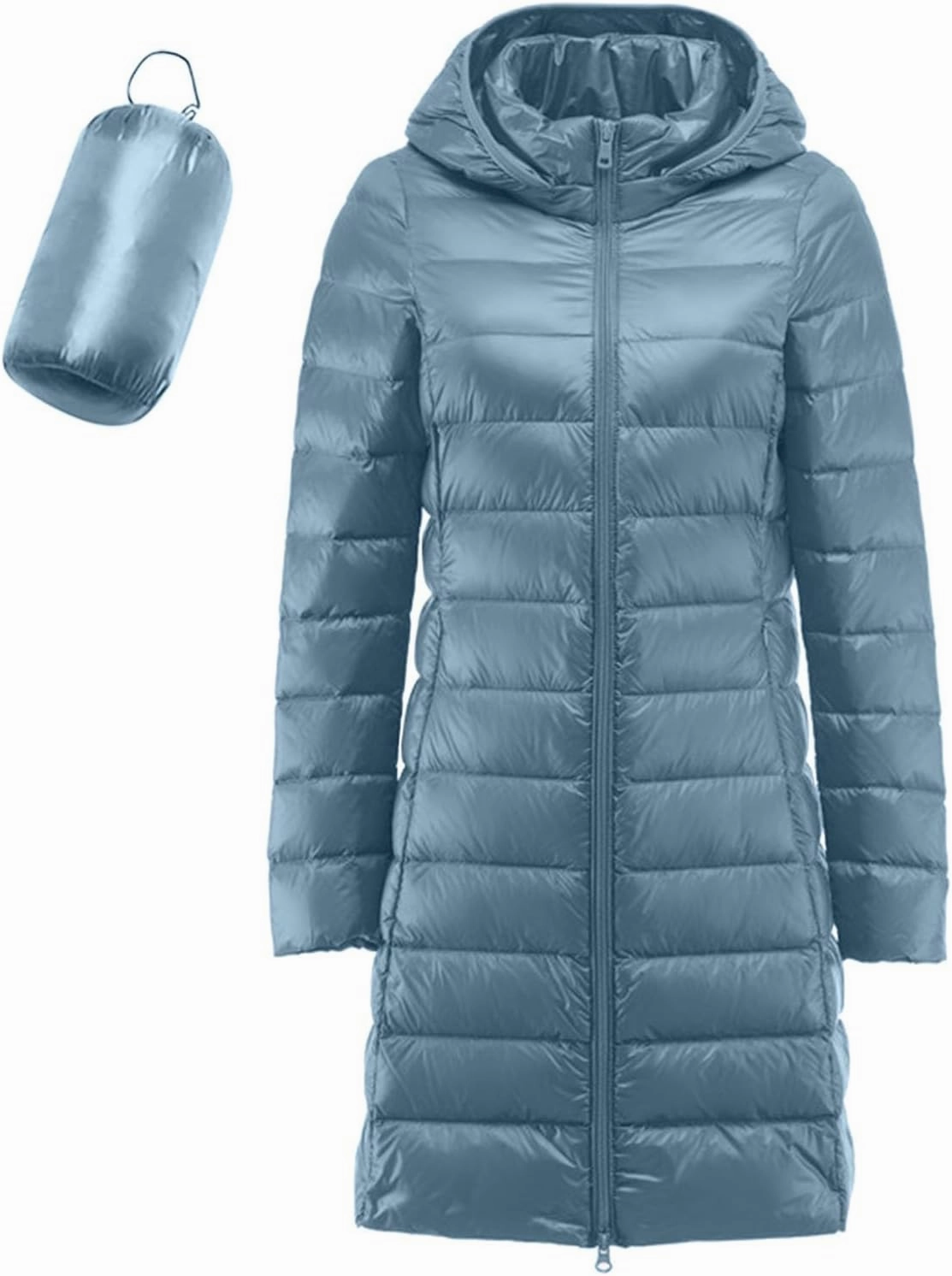 Women Packable Lightweight Full-Zip Puffer Jacket with Hood Quilted Winter Down Coat Ski Jacket Coat Puffer Jacket Womens