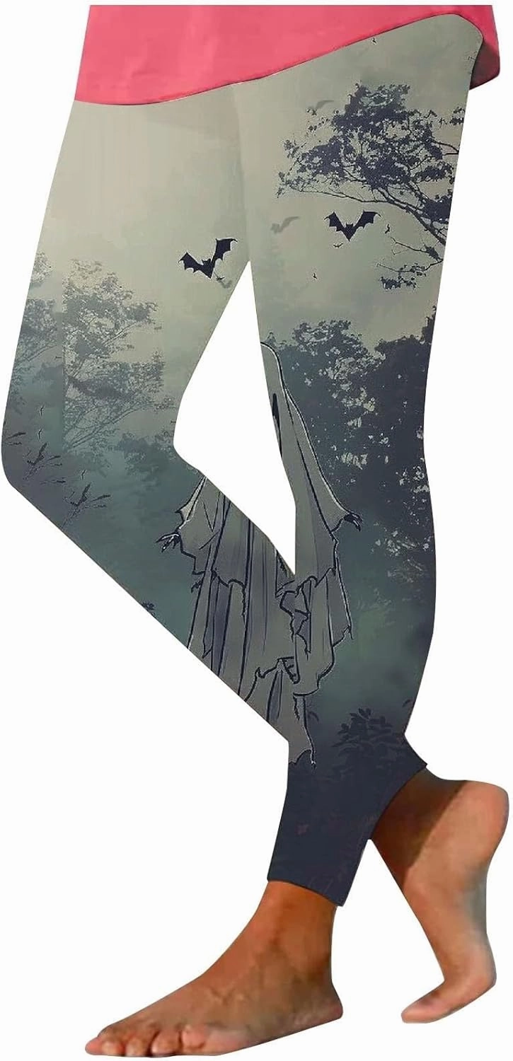 Women's Halloween Pumpkin Leggings High Waist Slim Leggings Yoga Pants Stretchy Athletic Legging Tights Halloween