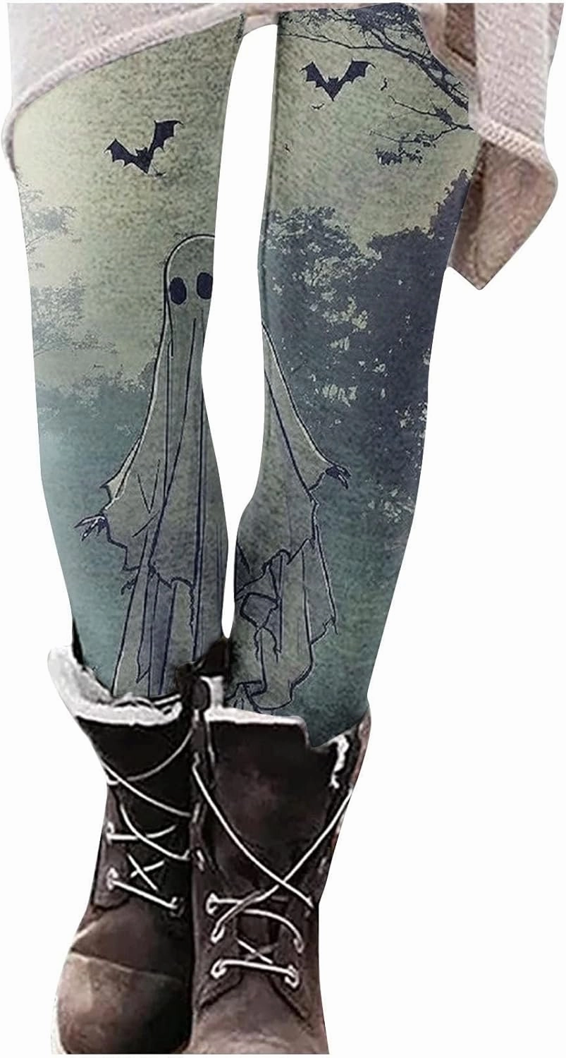 Women's Halloween Pumpkin Leggings High Waist Slim Leggings Yoga Pants Stretchy Athletic Legging Tights Halloween