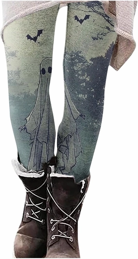 Women's Halloween Pumpkin Leggings High Waist Slim Leggings Yoga Pants Stretchy Athletic Legging Tights Halloween