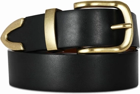 Women's Leather Belts with Gold Buckle Fashion Leather Waist Belt Elegant Ladies Belts for Jeans Dress & Casual Wear