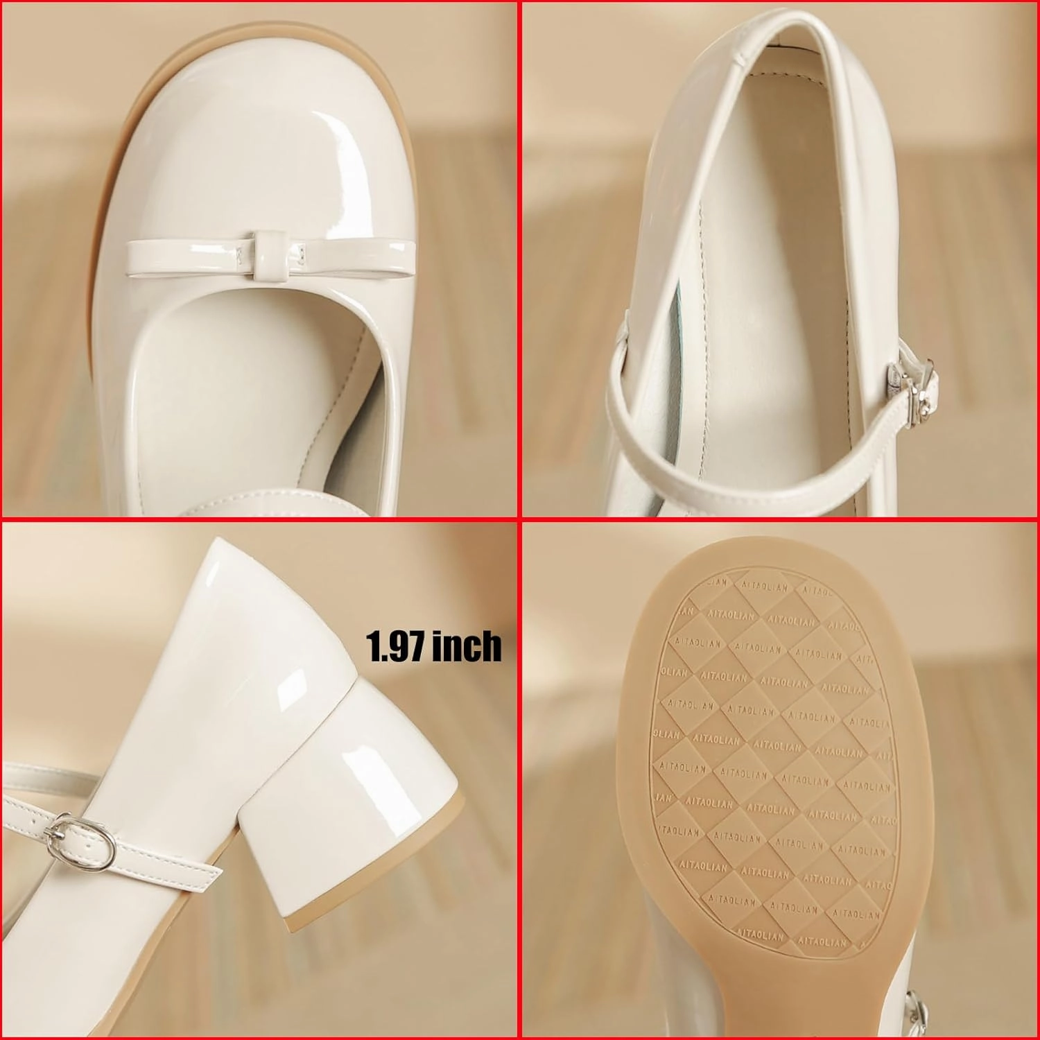 Women's Patent Leather Low Chunky Block Heel Mary Jane Pumps Fashion Classic Bowknots Round Toe Buckle Strap Work Pumps Casual Business Office Wedding Dress Shoes