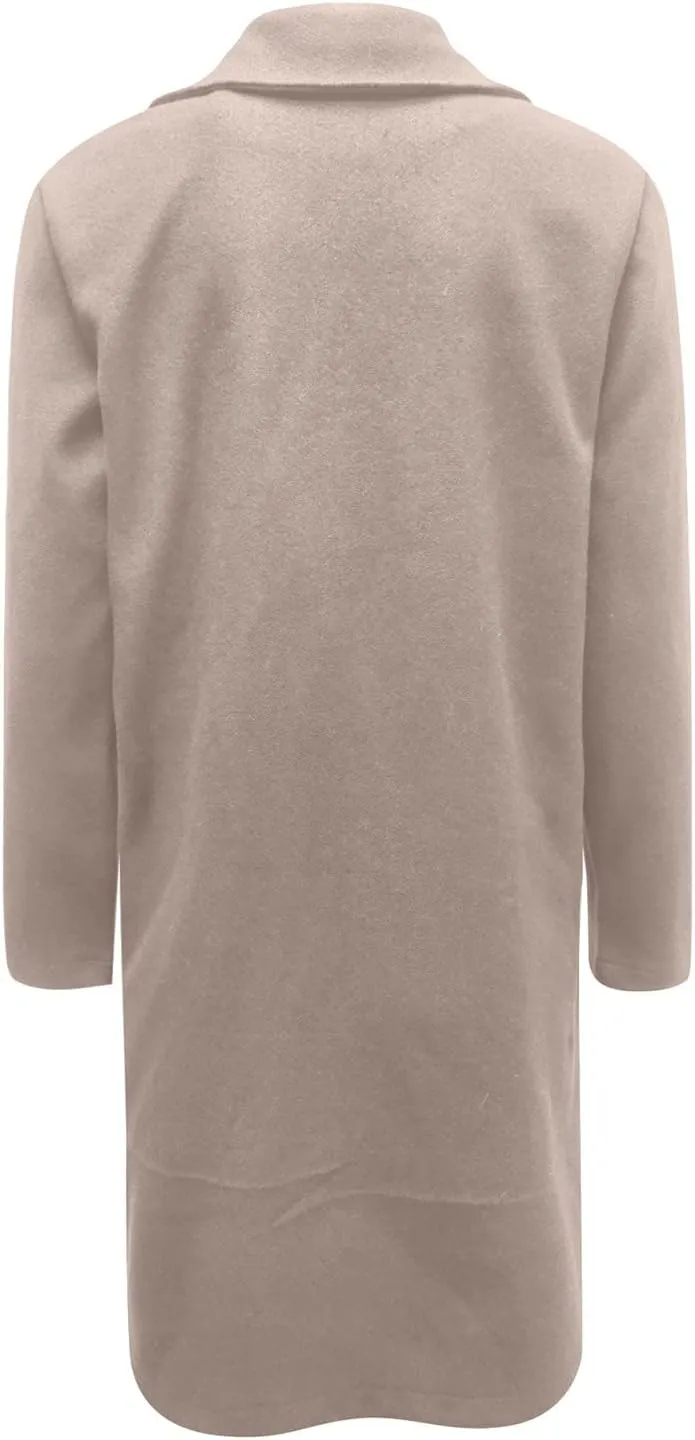 Women's Basic Wool Blend Pea Coats,Essential Double Breasted Midi Wool Blend Pea Coats Blazer Warm Winter Big Jackets
