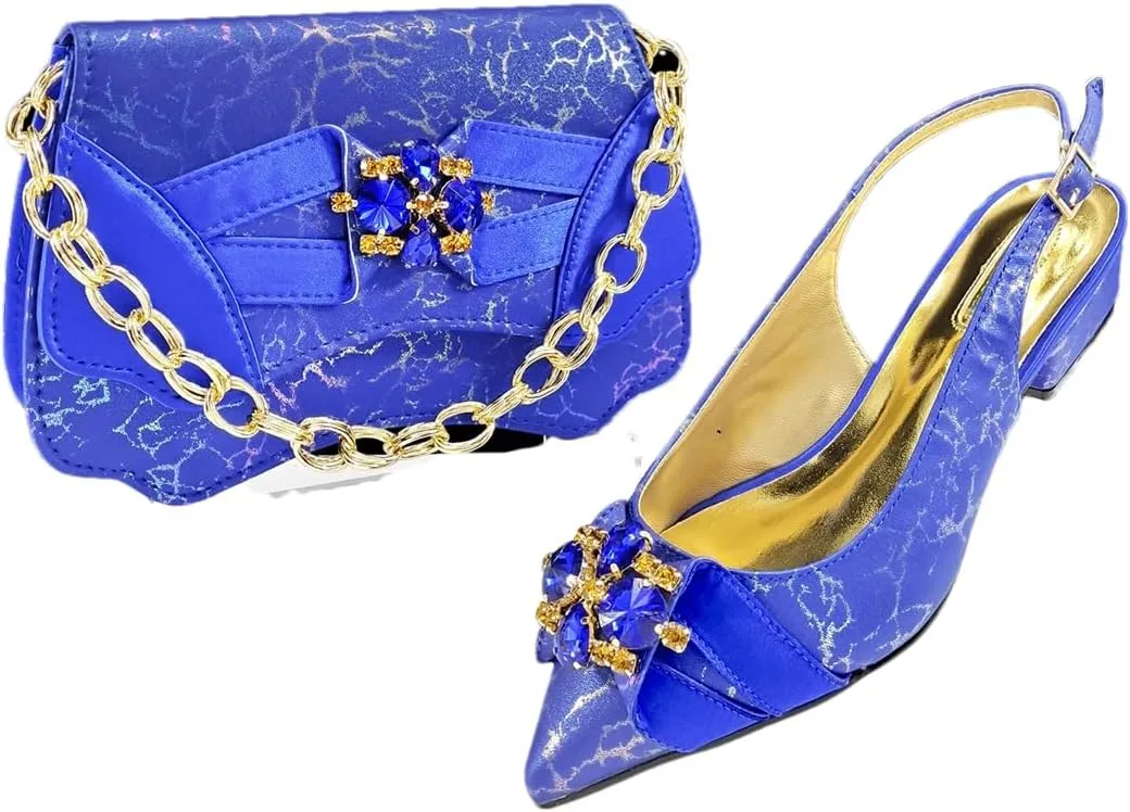 Women’S Elegant Gold Italian Pumps and Matching Bag Set with Thin Heels for Special Occasions