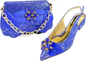 Women’S Elegant Gold Italian Pumps and Matching Bag Set with Thin Heels for Special Occasions