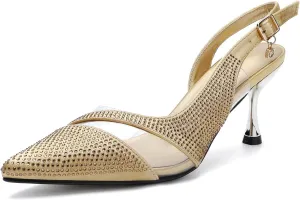 Women's Fine High Heel Pointed Toe Closed Mouth Shiny Adjustable Ankle Strap Wedding Bridal Prom High Heels