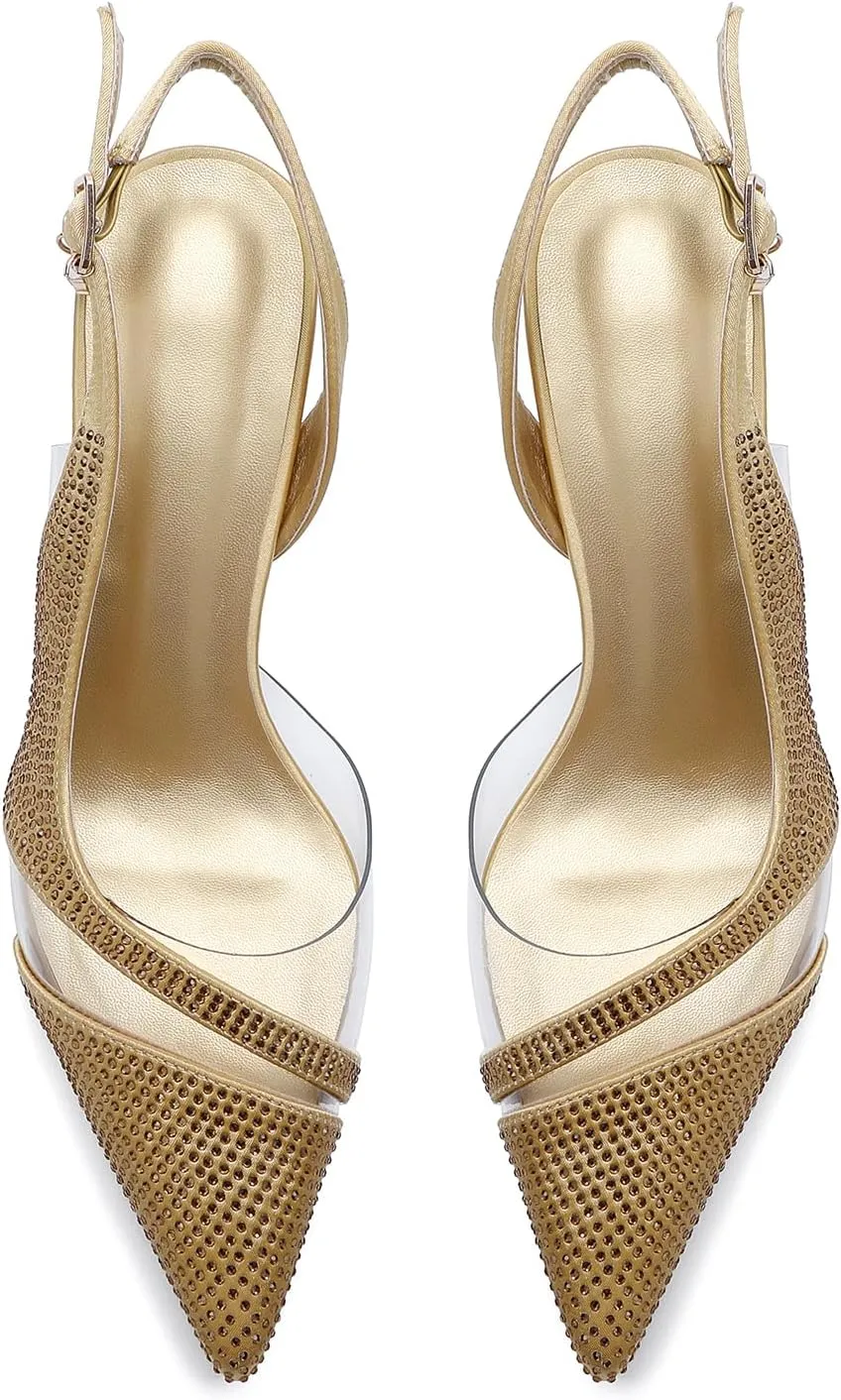 Women's Fine High Heel Pointed Toe Closed Mouth Shiny Adjustable Ankle Strap Wedding Bridal Prom High Heels