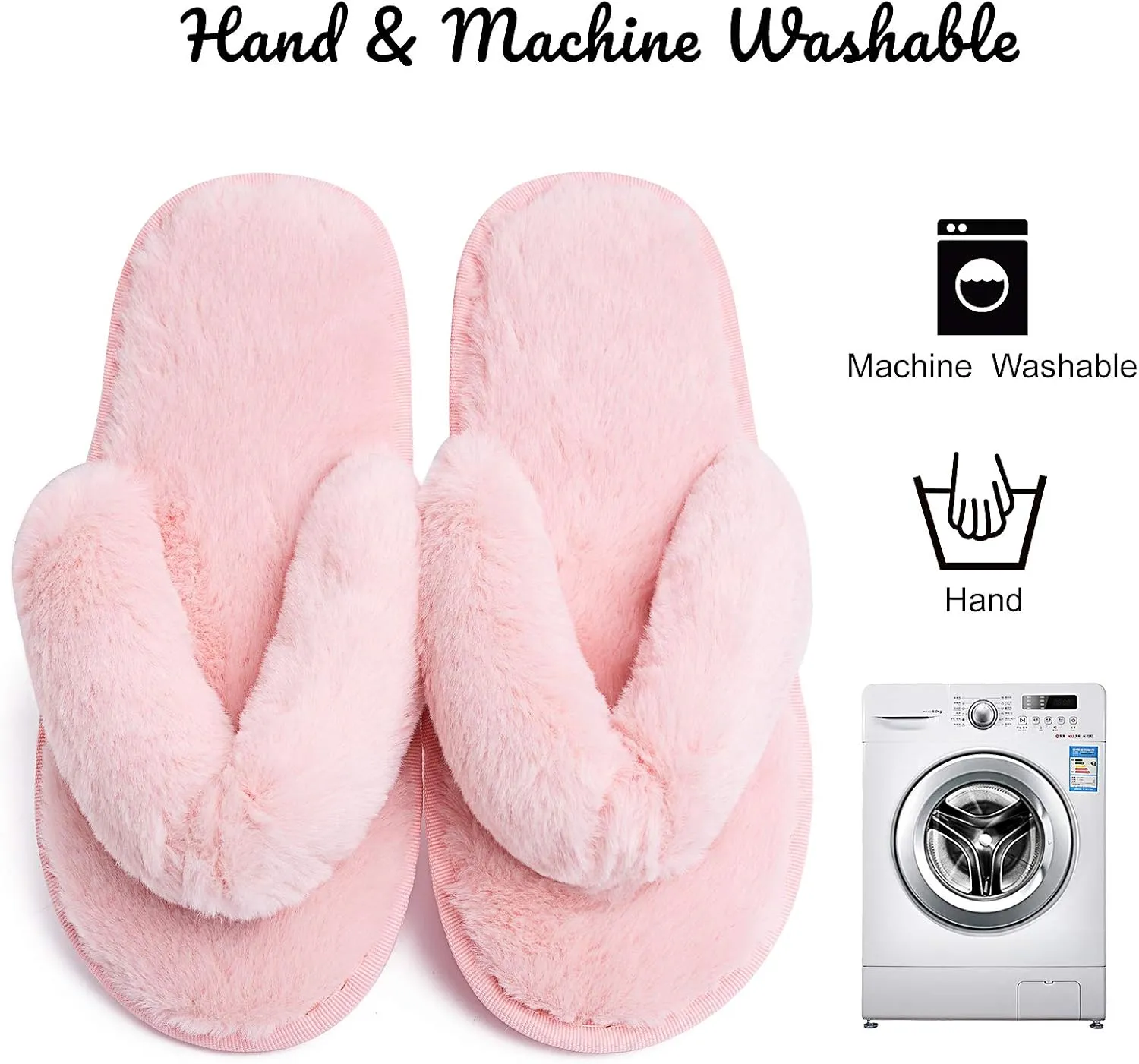 Women's Fuzzy Memory Foam Flip Flop Slippers Soft Comfy Open Toe Slip On Spa Thong Flat Sandals Ladies House Home Furry Sandal Slides Indoor Outdoor