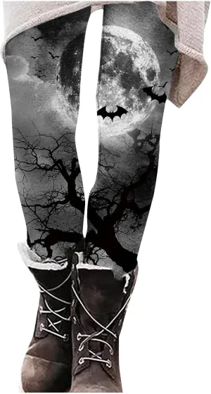 Women's Halloween Pumpkin Leggings High Waist Slim Leggings Yoga Pants Stretchy Athletic Legging Tights Halloween