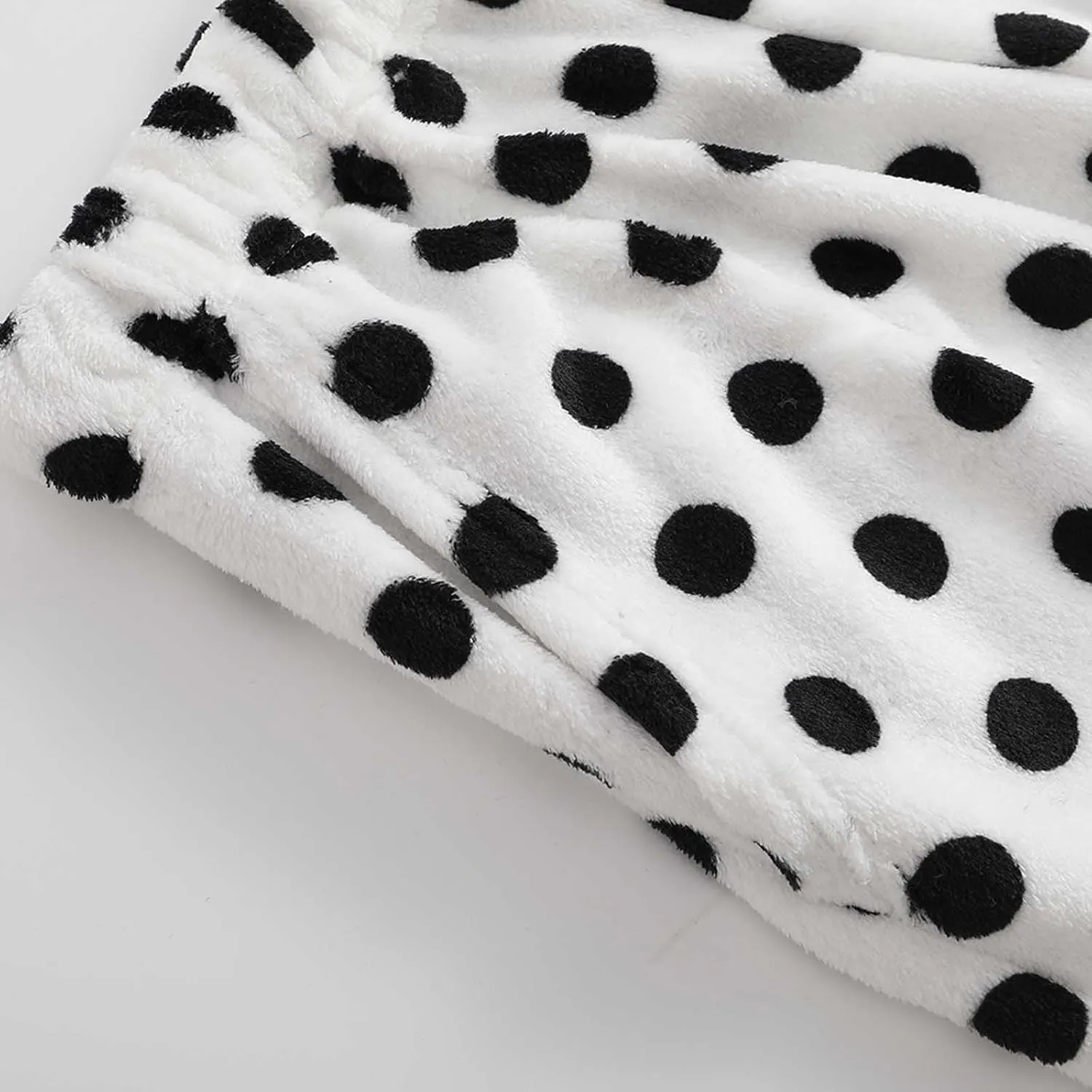 Womens Polka Dot Print Plush Pajama Pants Winter Warm Fleece Fuzzy Pj Bottoms Wide Leg Cozy Lounge Pants Sleepwear