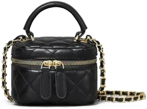Women's Quilted Square Pocket Fashion Mini Zipper Closure Handbag Cute Top Small Handle Purse