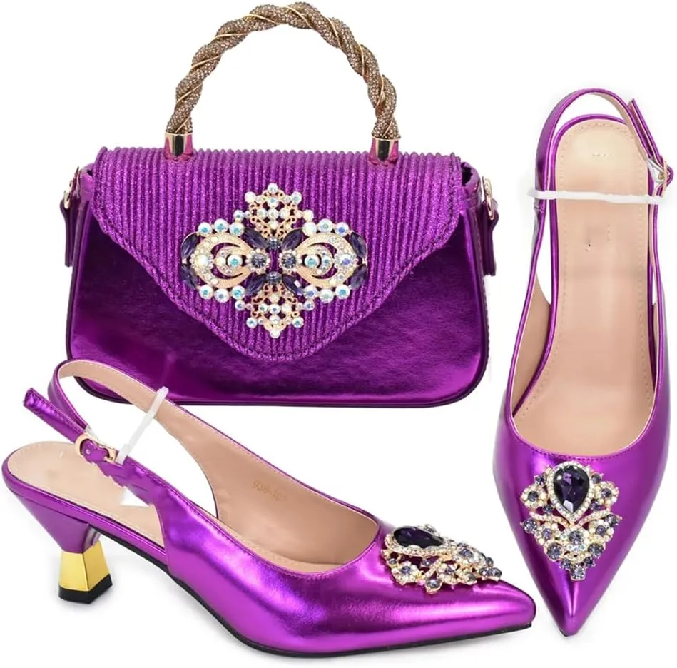 Women’S Silver Italian Shoes and Bag Set for Evening with Thin Heels and Peep Toe