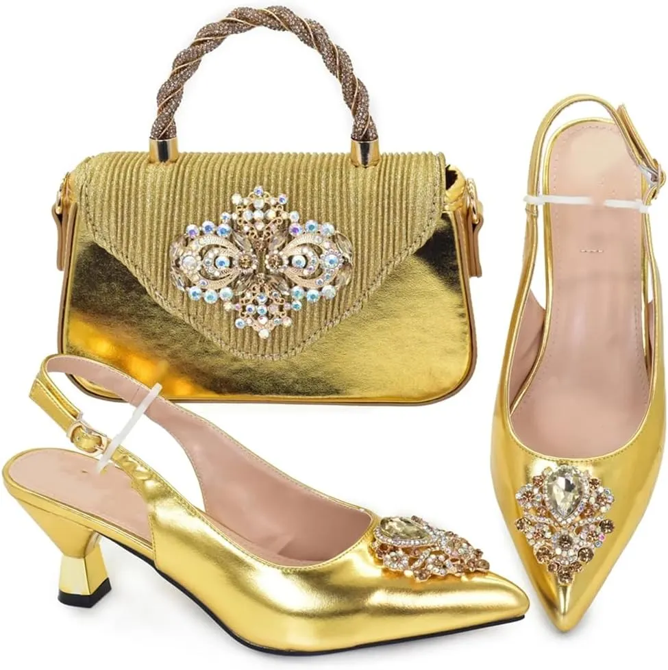 Women’S Silver Italian Shoes and Bag Set for Evening with Thin Heels and Peep Toe
