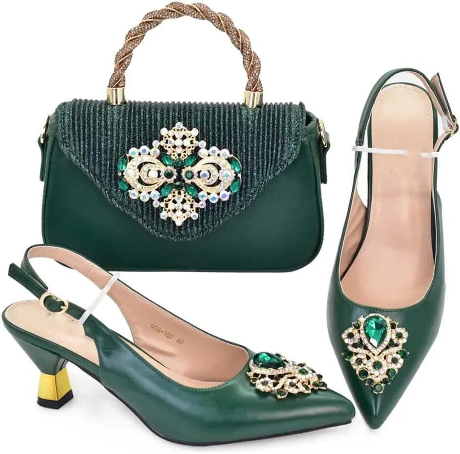 Women’S Silver Italian Shoes and Bag Set for Evening with Thin Heels and Peep Toe