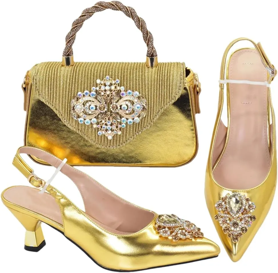 Women’S Silver Italian Shoes and Bag Set for Evening with Thin Heels and Peep Toe