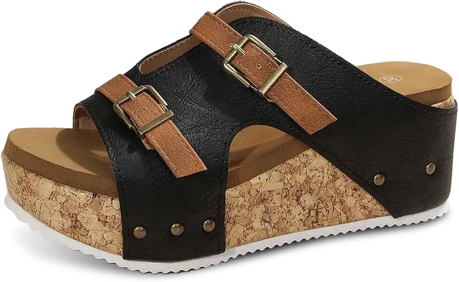 Women's Summer Platform Sandals Slip On Comfortable Wedge Slippers with Buckle Strap Casual Outdoor Beach