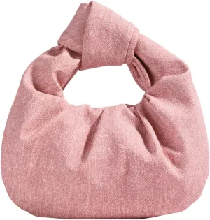 Women's Wrinkled Leather Cloud Shape Knotted Handbag Fashion Y2K Dumpling Underarm Hobo Clutch Purse for Party Shopping (Pink-B)